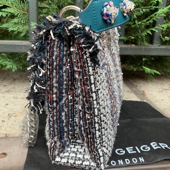 Authentic KURT GEIGER LONDON TWEED/leather Crosby - Picture 13 of 16
